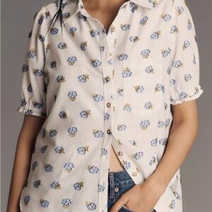 Anthropologie The Aly Puff-Sleeve Blouse by Pilcro: Pintuck Edition